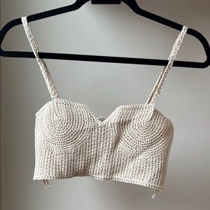 Zara Cream Crochet Crop Top